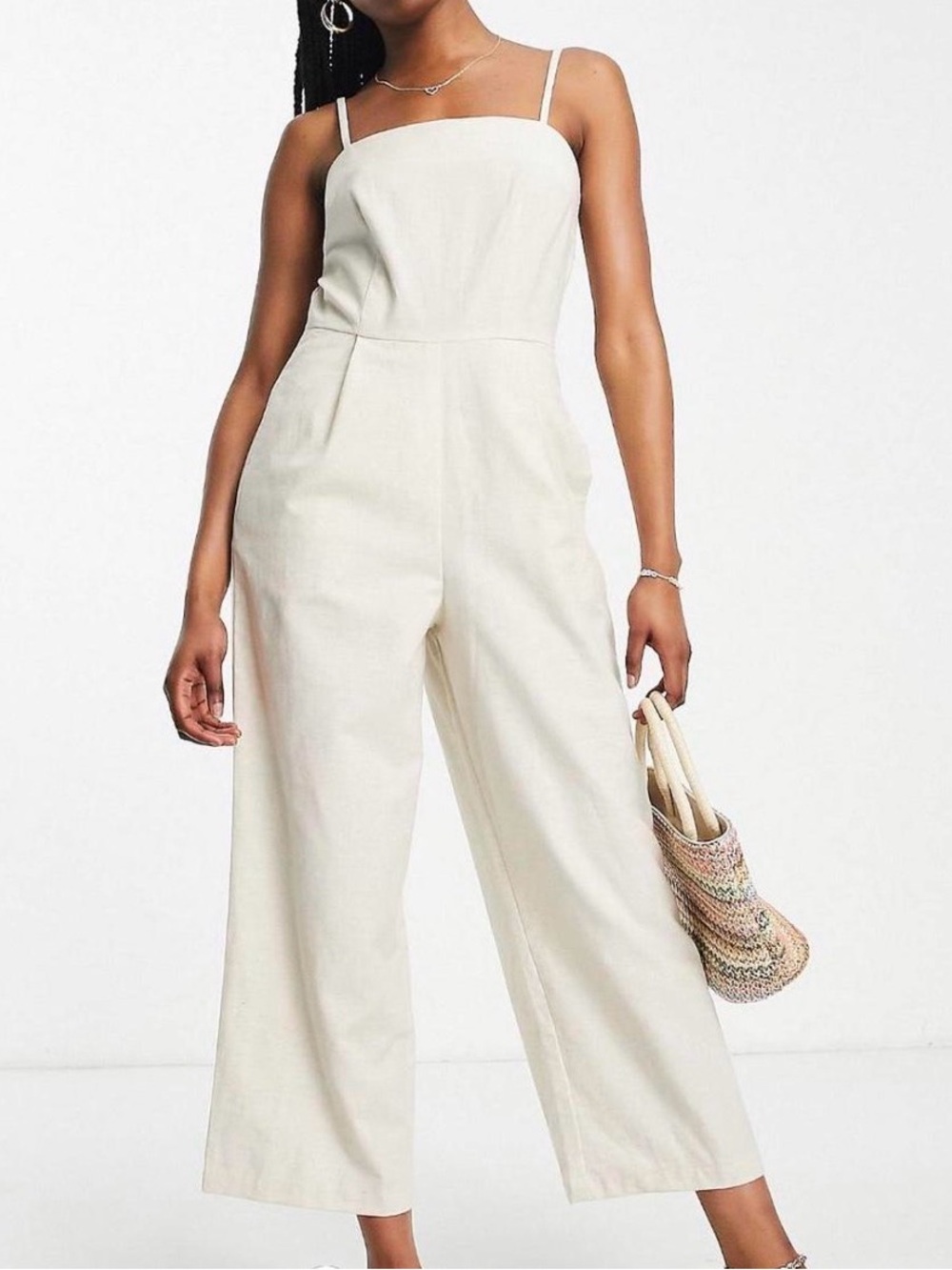 ASOS Mango Cut-out Wide-Leg cropped Jumpsuit w/ Spaghetti Straps